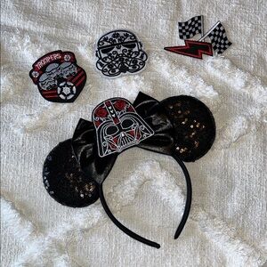 Star Wars & Pixar Cars Minnie Mouse DIY Ears 1 headband, 4 patches, extra Velcro